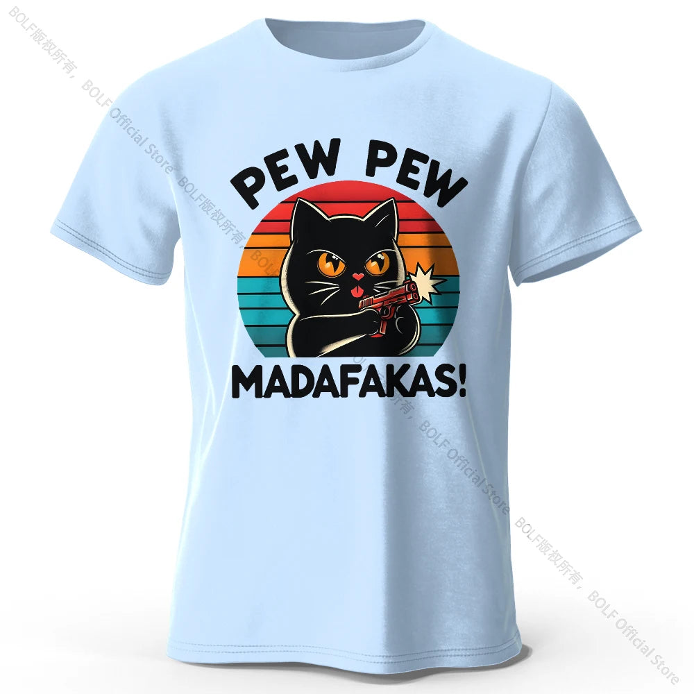 Cute Hand-Drawn Cat Doodle Print 100% Cotton T-Shirt