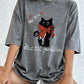 I'll Finish Them Black Cat Women's Cotton Washed T-Shirt Oversized