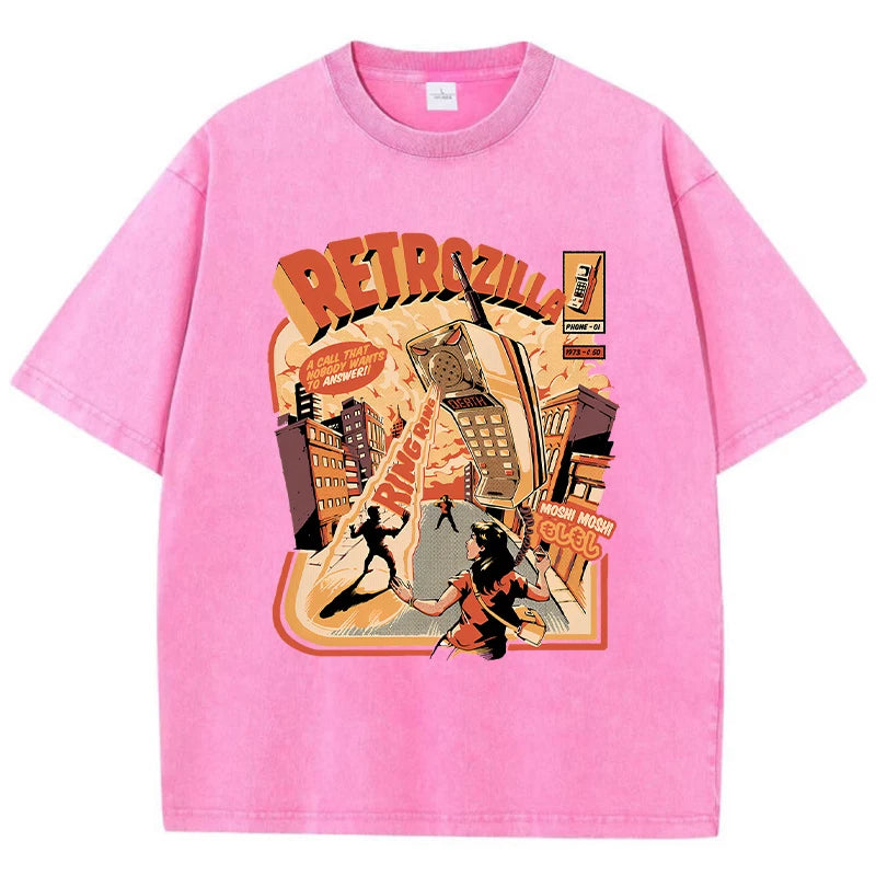 Funny Comic Printing Female Wash T Shirts Hip Hop Breathable T-Shirt Street Summer Clothes Casual Fashion Distress Tshirts Women