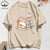100% Cotton Womens T-Shirts Summer Work Cats That Cannot Do Without Coffee Prints T Shirt Soft Loose O-Neck Tops Basic Clothes