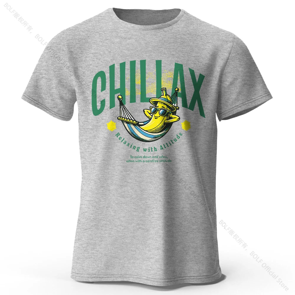 Chiliax banana Printed T-Shirt 100% Cotton Oversized Funny Graphic Tees for Men Women Summer Tops