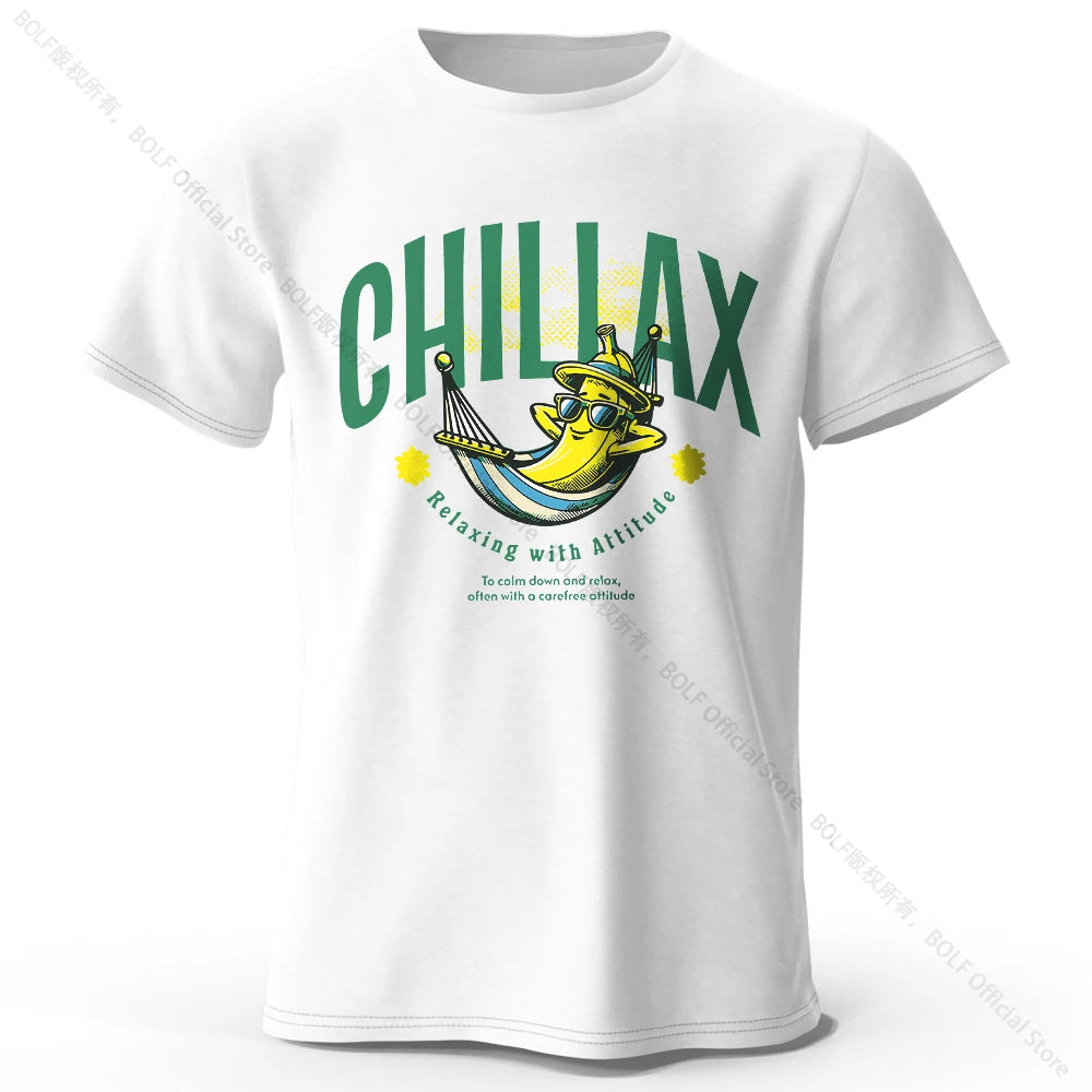 Chiliax banana Printed T-Shirt 100% Cotton Oversized Funny Graphic Tees for Men Women Summer Tops