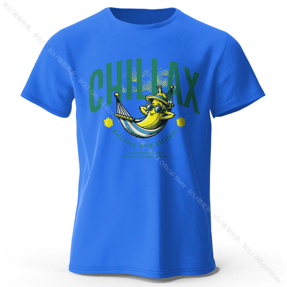 Chiliax banana Printed T-Shirt 100% Cotton Oversized Funny Graphic Tees for Men Women Summer Tops