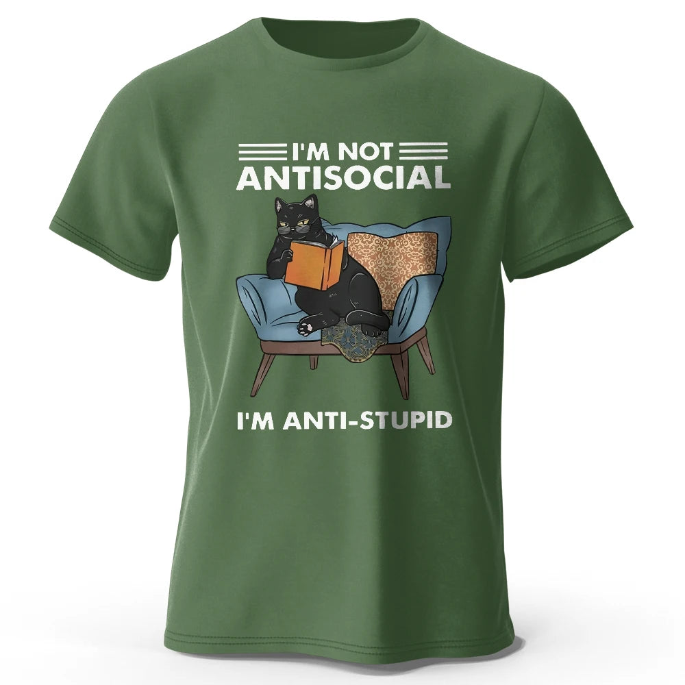 I Am Not Anti Social – Oversized Unisex Cotton T-Shirt