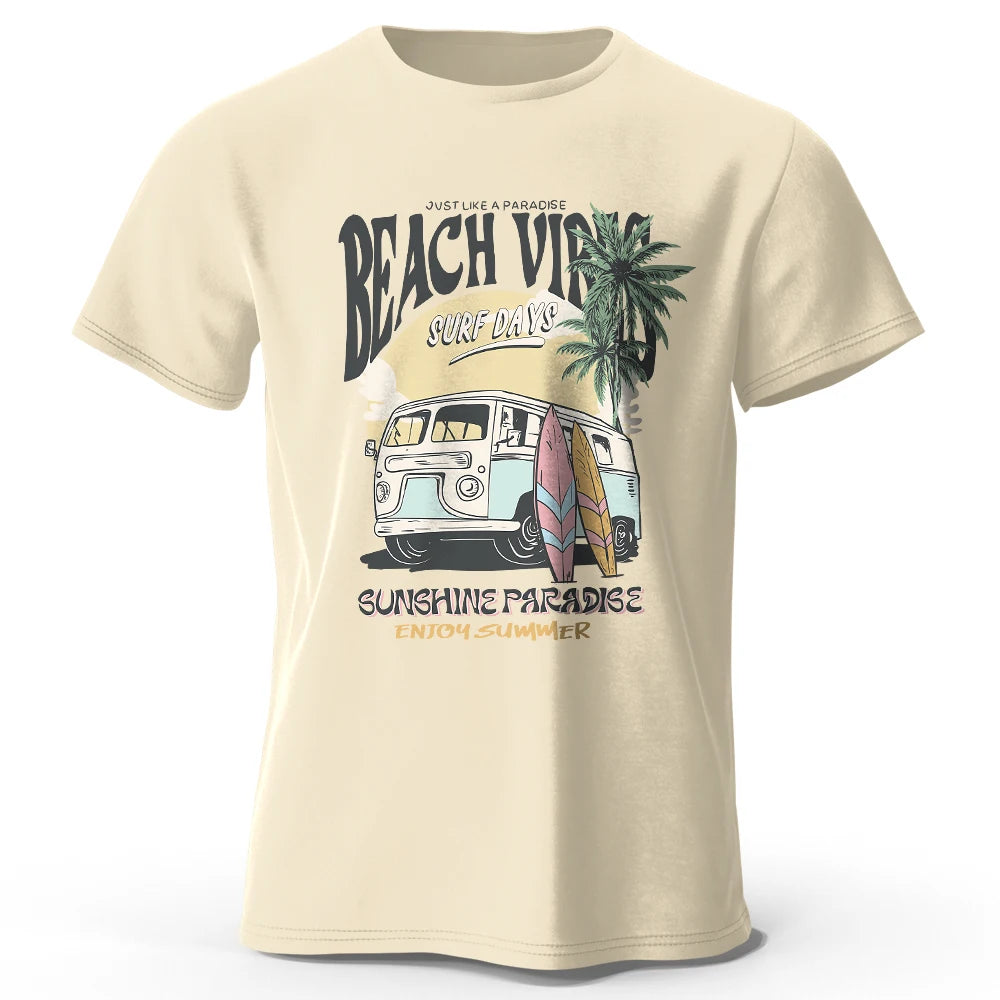 Vintage Vacation Badge – 100% Cotton Unisex T-Shirt