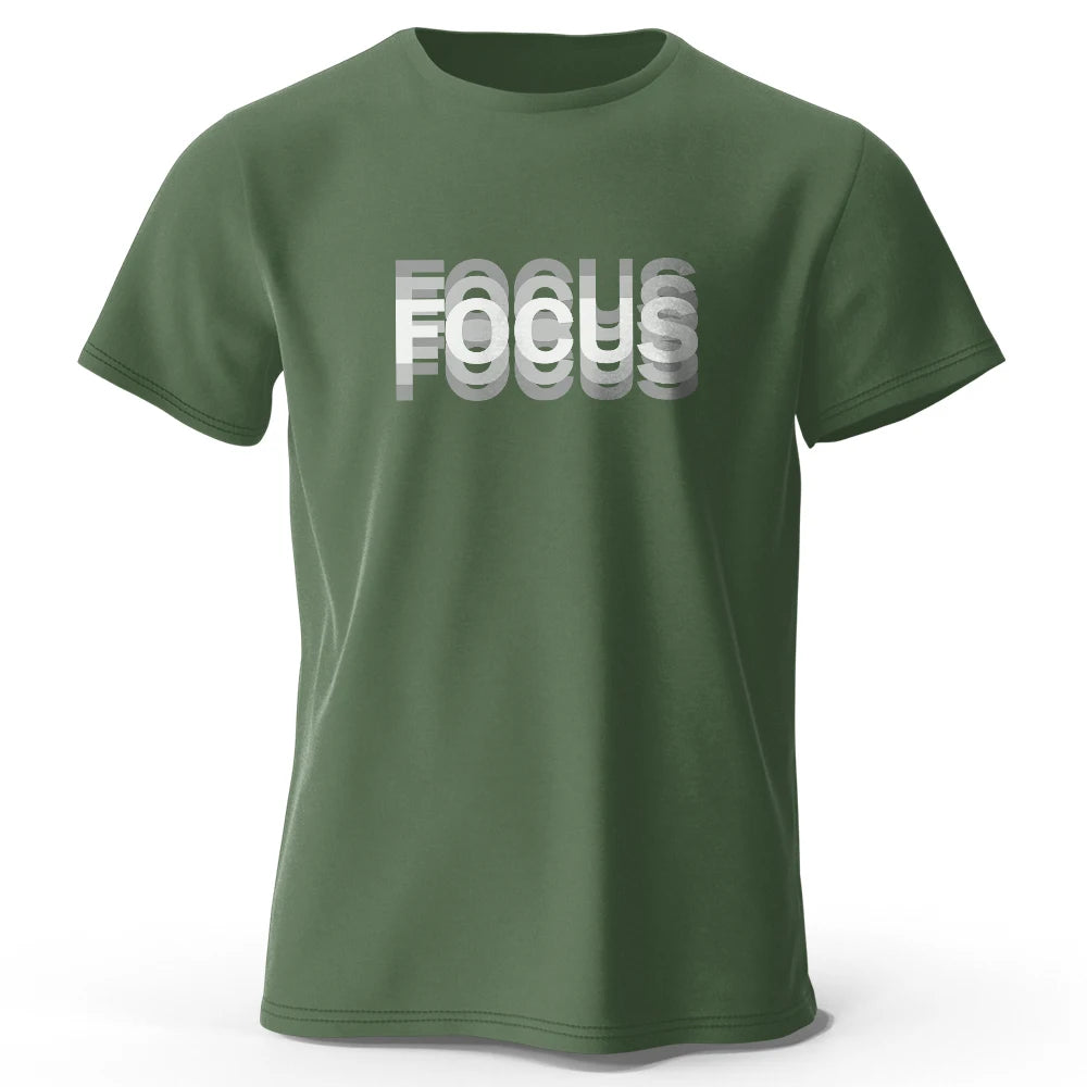 Focus Letter Minimalist 100% Cotton T-Shirt