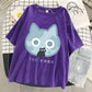 The Moon Cat Funny Print T-Shirt Women Street Summer Oversize Tops Fashion Hip Hop Tee Clothes Breathable Casual T Shirt New