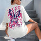 Graphic & Letter Print Crew Neck Women's Cotton T-Shirt Plus Size