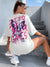 Graphic & Letter Print Crew Neck Women's Cotton T-Shirt Plus Size