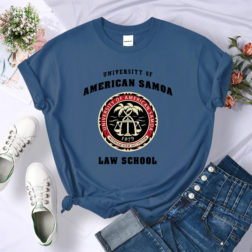 University Of American Samoa Law School T Shirt Fashion Loose T-Shirts Breathable Casual Short Sleeve Hot Sale Women Tee Clothes
