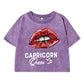 Capricorn Funny Printing Female Washed Short T Shirts Hip Hop Breathable T-Shirt Street Summer Clothes Fashion Distress Tshirts