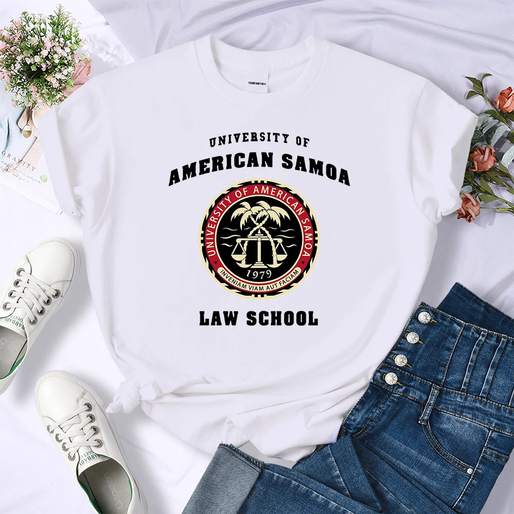 University Of American Samoa Law School T Shirt Fashion Loose T-Shirts Breathable Casual Short Sleeve Hot Sale Women Tee Clothes