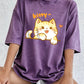 Kawaii Orange Cat Women's Cotton Washed T-Shirt Oversized